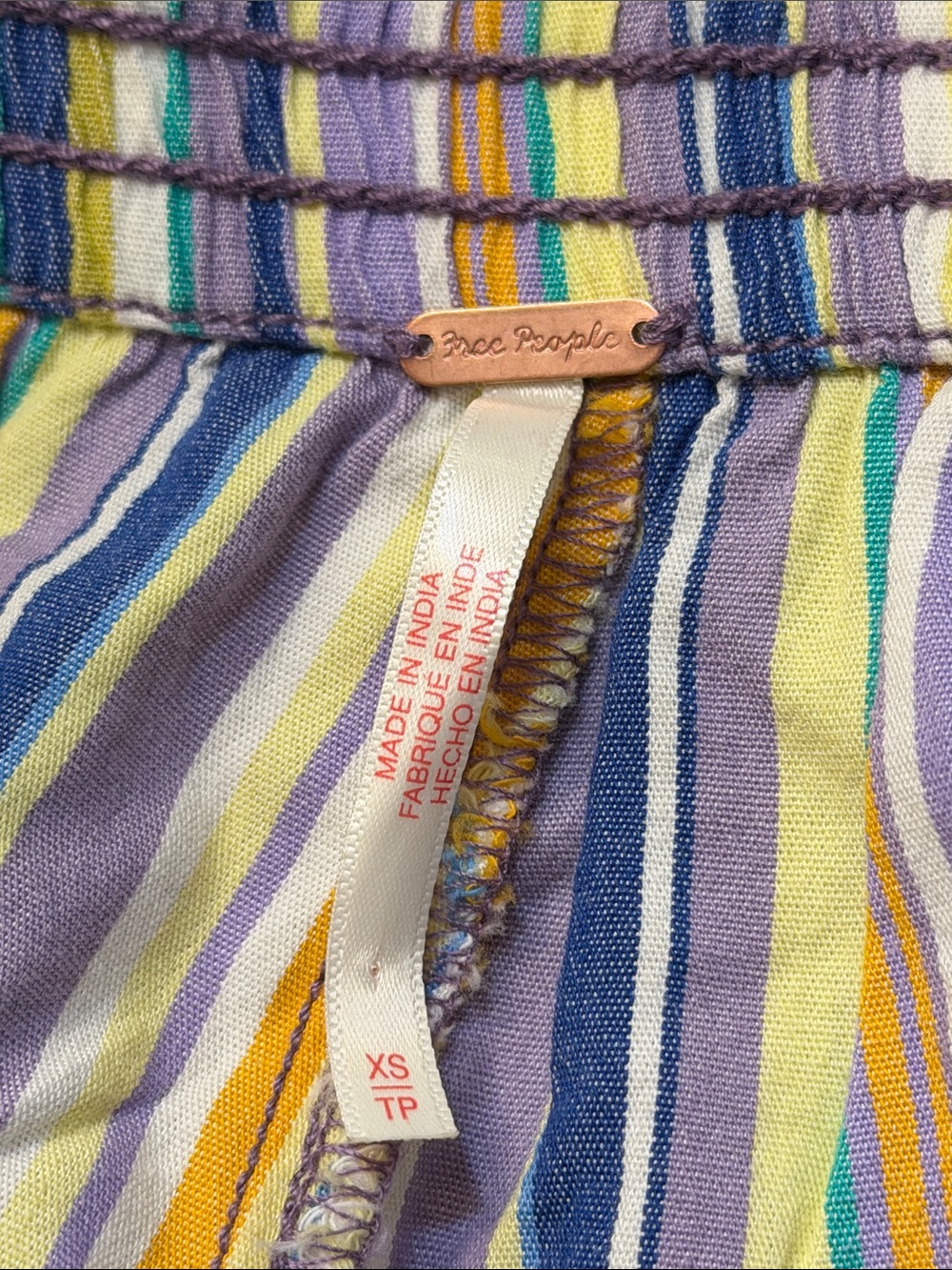 Free People Striped Bermuda Shorts Elastic Drawstring Waist Size XS/TP - Picture 7 of 8